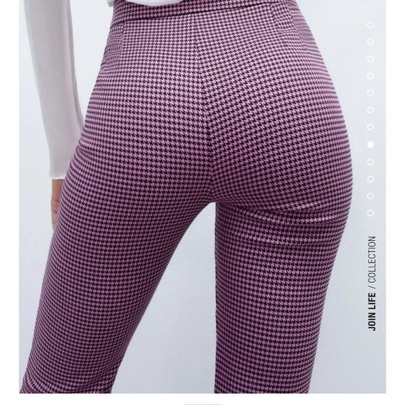 “Last one”ZARA HOUNDSTOOTH MINI FLARE PANTS - Picture 11 of 12